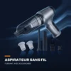 Aspirateur de voiture sans fil — puissant, avec accessoires
