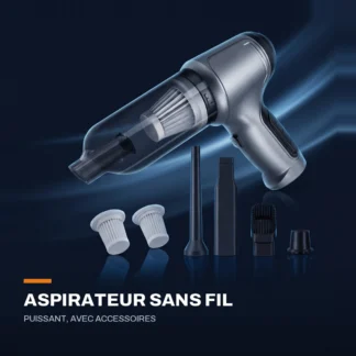 Aspirateur de voiture sans fil — puissant, avec accessoires