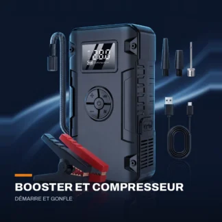 Booster de batterie avec compresseur — démarre et gonfle