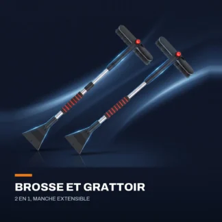 Brosse à neige et grattoir 2 en 1 — manche extensible