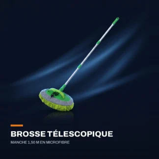 Brosse de lavage télescopique — manche 1,50 m, microfibre