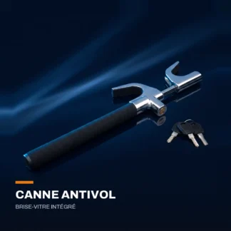 Canne antivol de volant télescopique avec brise-vitre