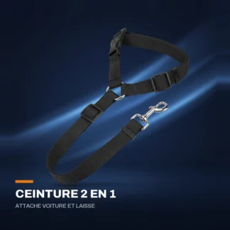 Ceinture de sécurité pour chien 2 en 1 — laisse et attache