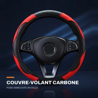 Couvre-volant simili cuir carbone — pose sans outil