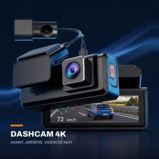 Caméra embarquée 4K avec caméra arrière — vision nocturne et Wi-Fi