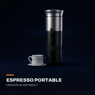 Machine à espresso portable — capsules ou café moulu, chauffe l&rsquo;eau