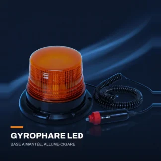Gyrophare LED magnétique — allume-cigare, base aimantée