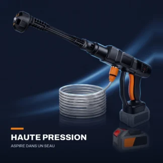 Nettoyeur haute pression sans fil — buse 6 jets, aspiration dans un seau