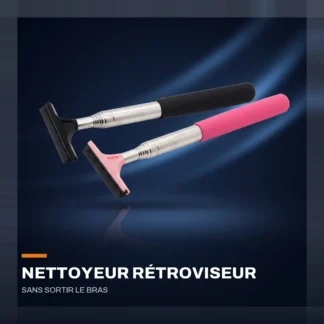 Nettoyeur de rétroviseurs télescopique — brosse et raclette