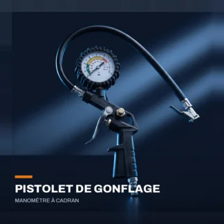 Pistolet de gonflage à manomètre — raccord pour compresseur