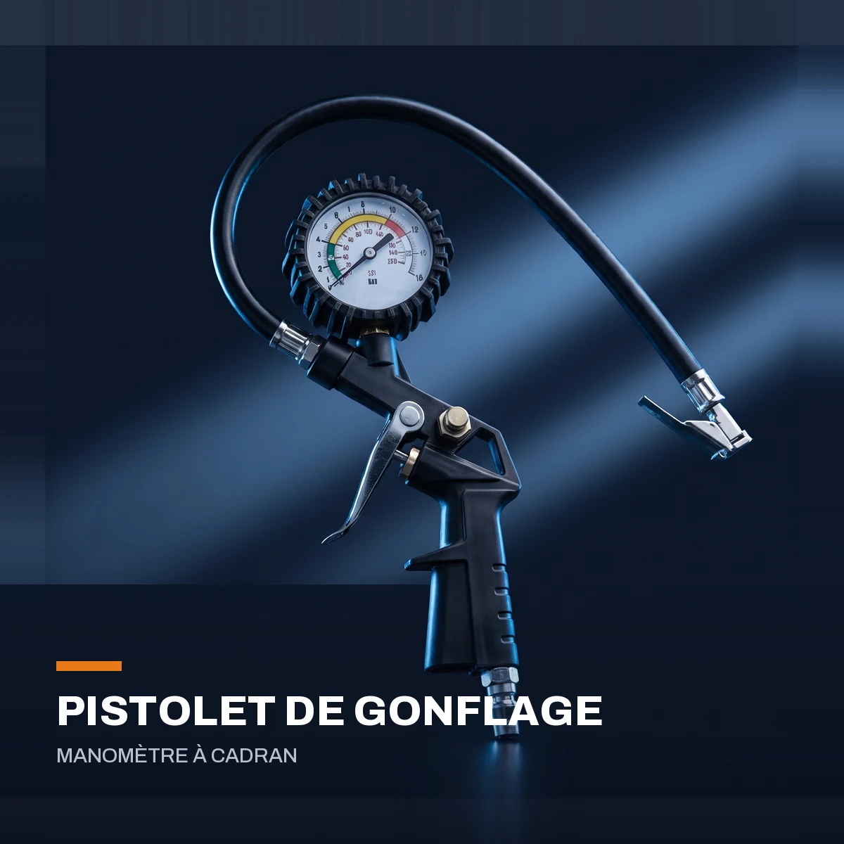 Pistolet de gonflage à manomètre — raccord pour compresseur