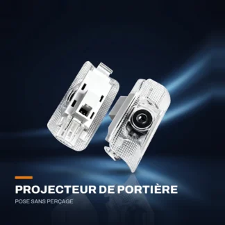 Projecteur de logo de portière — pose sans perçage