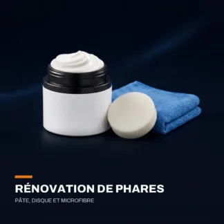 Kit de rénovation de phares — pâte, disque et microfibre