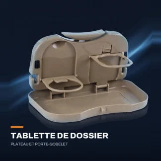 Tablette de dossier de siège — plateau, porte-gobelet et rangements