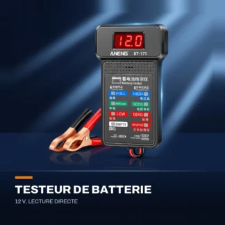 Testeur de batterie 12 V — état de charge en un coup d&rsquo;œil